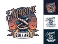 Mooring sea bollard. Nautical marine rope knot Royalty Free Stock Photo