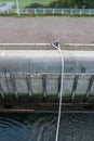 mooring a ship inside a lock in north europe Royalty Free Stock Photo