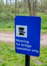 Mooring sign on canal towpath Royalty Free Stock Photo