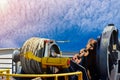 Mooring winch with big chain anchor of cargo ship. Royalty Free Stock Photo