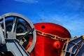 Mooring winch of large with Big Chain and rusty at forward ship Royalty Free Stock Photo