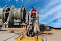 Mooring winch, Mooring windlass rope anchor at Deck ship Royalty Free Stock Photo