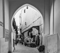 Moorish arch in the treet of Fes medina in Morocco Royalty Free Stock Photo