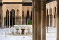 Moorish architecture of the Court of the Lions, the Alhambra, Granada, Andalucia Andalusia, Spain, Europe Royalty Free Stock Photo