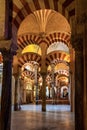 Moorish architecture inside the Mezquita Cathedral in Cordoba, Andalusia, Spain