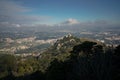 Moorish castle view from the top of Pena castle. Sintra, Portugal Royalty Free Stock Photo