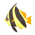 Moorish idol fish icon, cartoon style