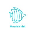 Moorish idol tropical sea fish vector icon