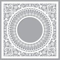 Cool Moroccan vector openwork mandala design in square with blank space in the center inspired by the old carved wood wall art pat Royalty Free Stock Photo