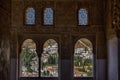 Moorish ornaments and architecture in Alhambra Palace, the Moorish citadel in Granada (Spain)