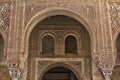 Moorish ornaments and architecture in Alhambra Palace, the Moorish citadel in Granada (Spain)