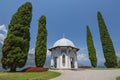 Moorish pavilion with sculptures i. a. Ferdinand I of Habsburg and maria Anna of Savoy, Villa Melzi, Bellagio, Italy