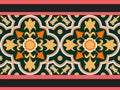 Moorish seamless pattern. Arabesque vector ornament. Ancient floor ceramic tiles. Design seamless in green background with dark gr