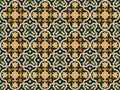Moorish seamless pattern. Arabesque vector ornament. Ancient floor ceramic tiles. Flooring tiling seamless in green background.