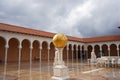 Moorish-style patio of the Ralli Museum and sculptures of famous Jews