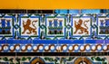 Moorish tiles at the Royal Alcazar Palace, Seville, Andalucia, Spain