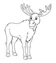 Moose Cartoon Animal Illustration BW