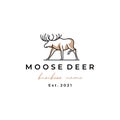 Moose Deer line art logo vector icon illustration design