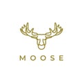 Moose Deer line art logo vector icon illustration design Royalty Free Stock Photo