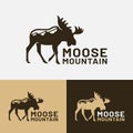 Moose Elk Deer Bull Mountain Hill Logo Design Template Royalty Free Stock Photo