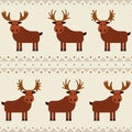 Moose and elk seamless pattern with different horns