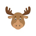 Moose face in cartoon style for children.