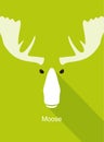 Moose face flat icon design, vector illustration