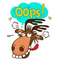 Moose Face Picture. Cartoon Smile Deer Vector. Image On White Background. Moose On The Loose. Royalty Free Stock Photo