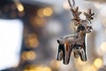 Moose figure as christmas window decoration Royalty Free Stock Photo