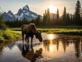 Moose at Glacier National Park Royalty Free Stock Photo