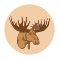 Moose head face profile vector illustration style Flat Royalty Free Stock Photo