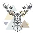 Moose head, geometric lines silhouette isolated on scandinavian background.