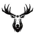 Moose Head Icon, Wild Animal Silhouette, Zoo Logo, Moose Symbol on White Background Royalty Free Stock Photo