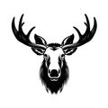 Moose Head Icon, Wild Animal Silhouette, Zoo Logo, Moose Symbol on White Background Royalty Free Stock Photo