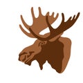 Moose head profile vector style Flat Royalty Free Stock Photo