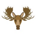 Moose head vector illustration flat style front Royalty Free Stock Photo