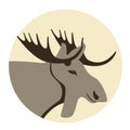 Moose head vector illustration style Flat Royalty Free Stock Photo