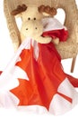 Moose holding a Canadian flag