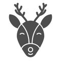 Moose with horns line and solid icon. Christmas deer head outline style pictogram on white background. Winter holidays Royalty Free Stock Photo