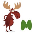 Illustrator of Letter `M is for Moose`. M for mooser. Animal Alphabet collection.