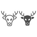 Moose line and glyph icon. Deer vector illustration isolated on white. Animal outline style design, designed for web and