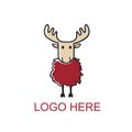 Moose line logo vector outline. Red Elk. Trade mark badge label with deer. Authentic quality apparel graphics