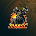 Moose mascot logo design vector with modern illustration concept style for badge, emblem and t shirt printing. angry moose illustr Royalty Free Stock Photo