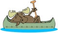 Moose paddling a canoe Royalty Free Stock Photo