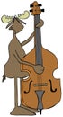 Moose playing a bass fiddle