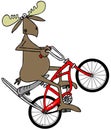 Moose popping a wheelie on a bicycle