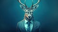 moose portrait wearing business suit on isolated background