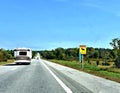 Moose on road precaution sign in maine state usa