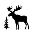 Moose black icon on white background. Moose silhouette Royalty Free Stock Photo