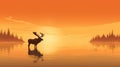 Moose standing in the water at sunset, AI